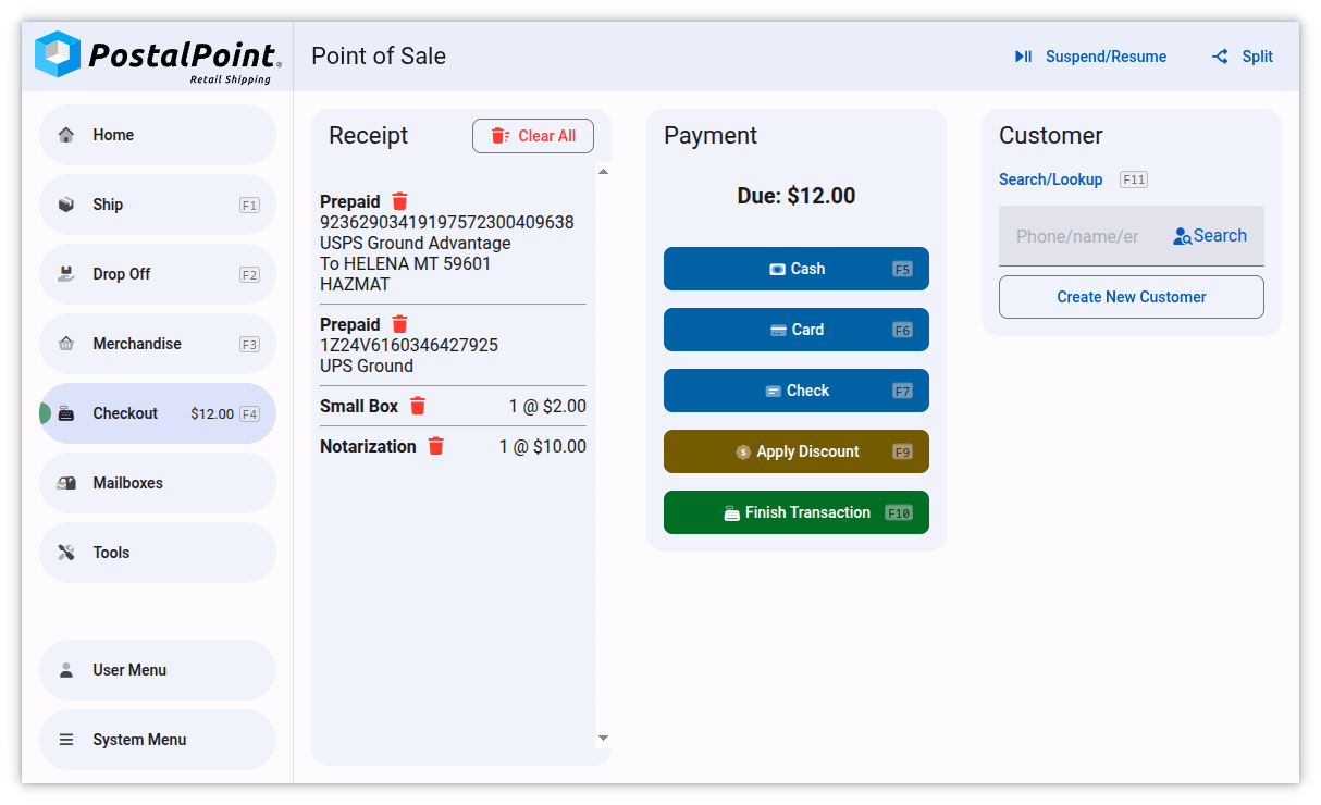 Point of Sale Checkout Screen